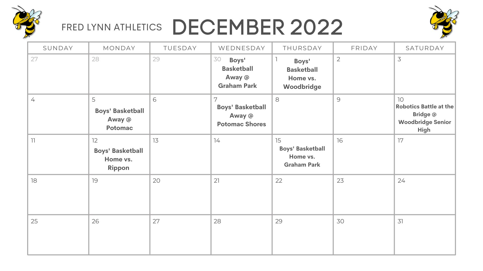 Fred Lynn Athletics - December